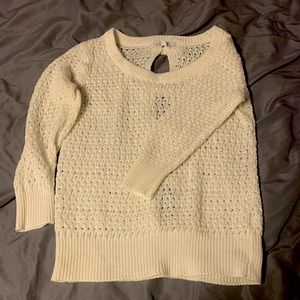 bow back white delias sweater medium 3/4 sleeve